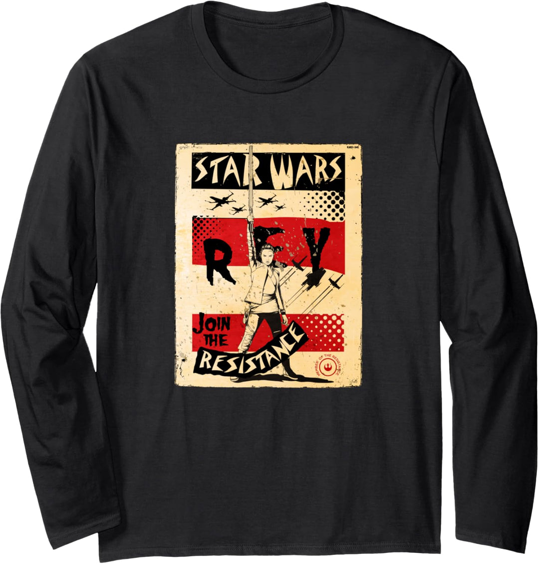 Star Wars Last Jedi Rey Vintage Propaganda Langarmshirt