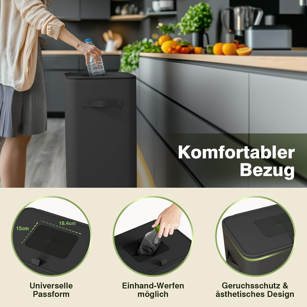 Pfandflaschen Sammelbehälter mit Deckel 100L, Gross Pfandflaschen Behälter mit 2 Tragetasche, Flasch
