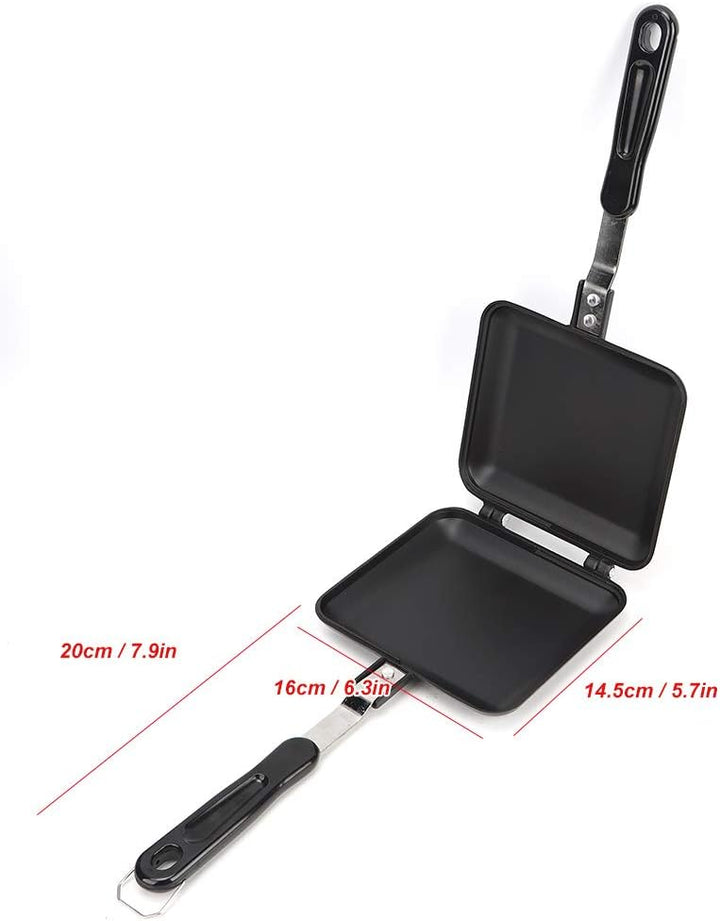 16 x 14 cm quadratische Bratpfanne Doppelseitiger Sandwichmaker Antihaft Kochpfanne Pfannkuchenpfann