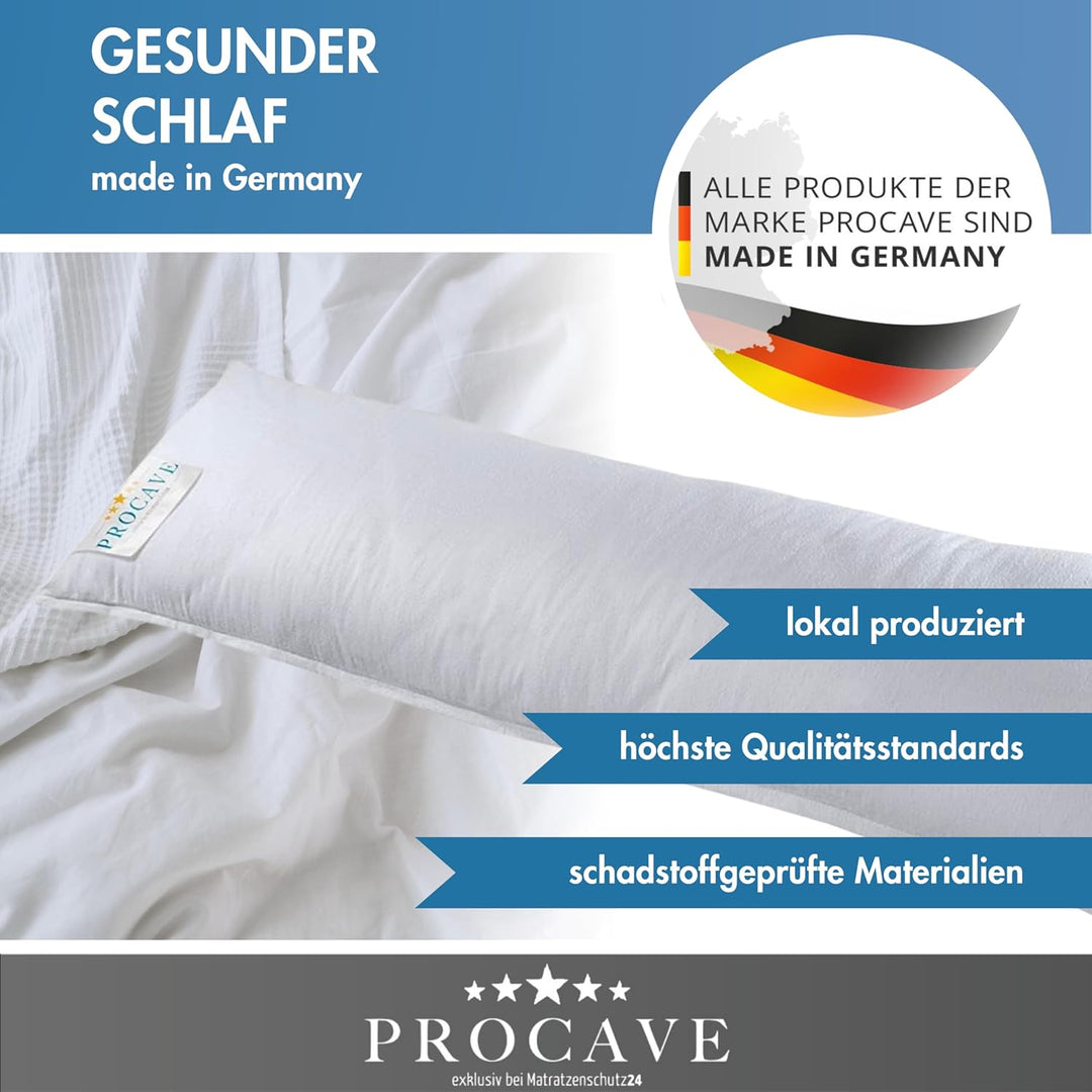 PROCAVE Feinflanell - Schutzbezug für Seitenschläfer-Kissen in der Grösse 40 x 145 cm aus 100% Baumw