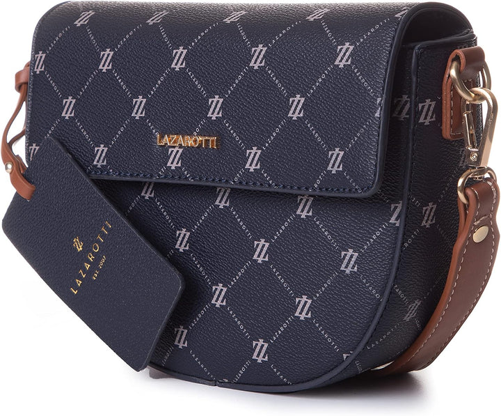 Lazarotti Palermo Umhängetasche Damen | verstellbarer Schultergurt | Halfmoon Bag 21cm Blau, Blau