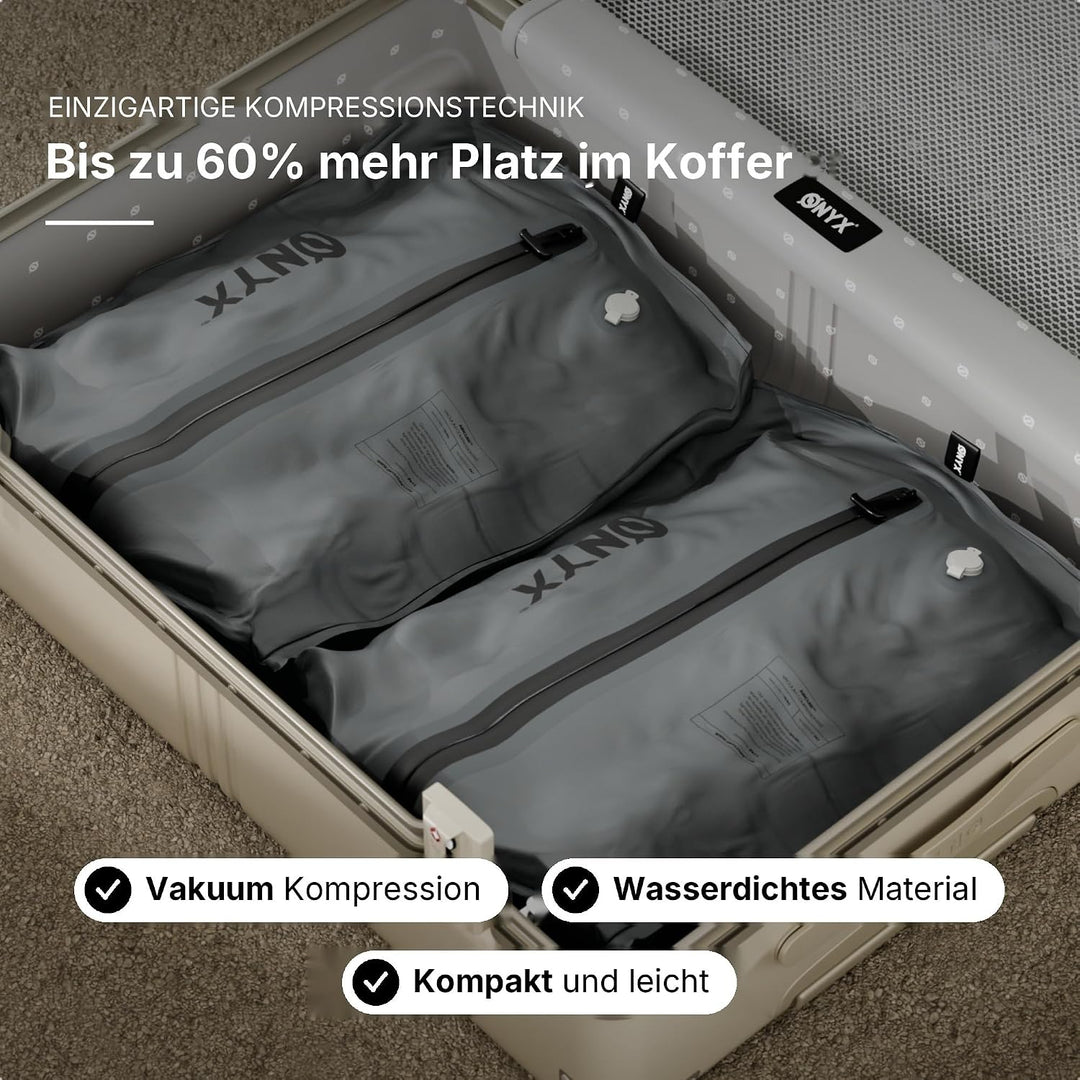ONYX Aircube™ Vakuum Packing Cubes 2er Set – Inkl. kabelloser Vakuumpumpe – Platzsparender Koffer Or
