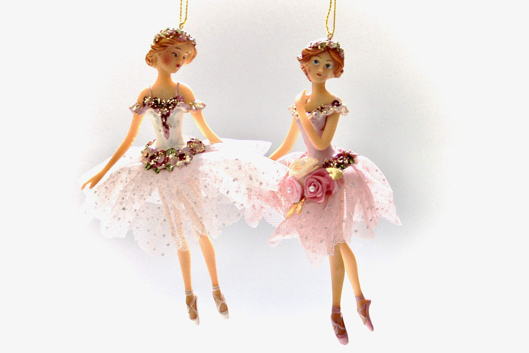Goodwill Tüll Harz und Stoff Blume Ballerina, Hänger Weihnachten Ornament – Set von 2