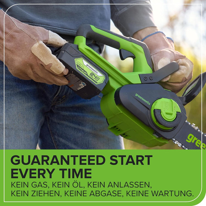 Greenworks GD24CS30 Akku Kettensäge mit bürstenlosem Motor, 30 cm Blattlänge, 7,8 m/s Kettengeschwin