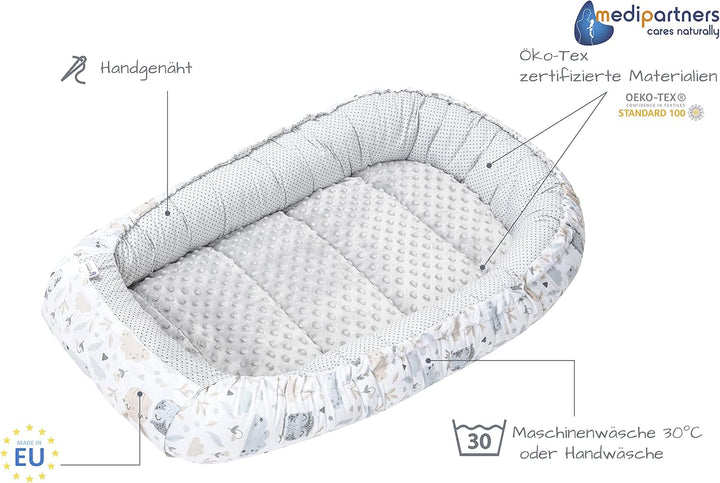 Medi Partners Babynest Kuschelnest Babynestchen 100% Baumwolle Nestchen Reisebett für Babys Säugling