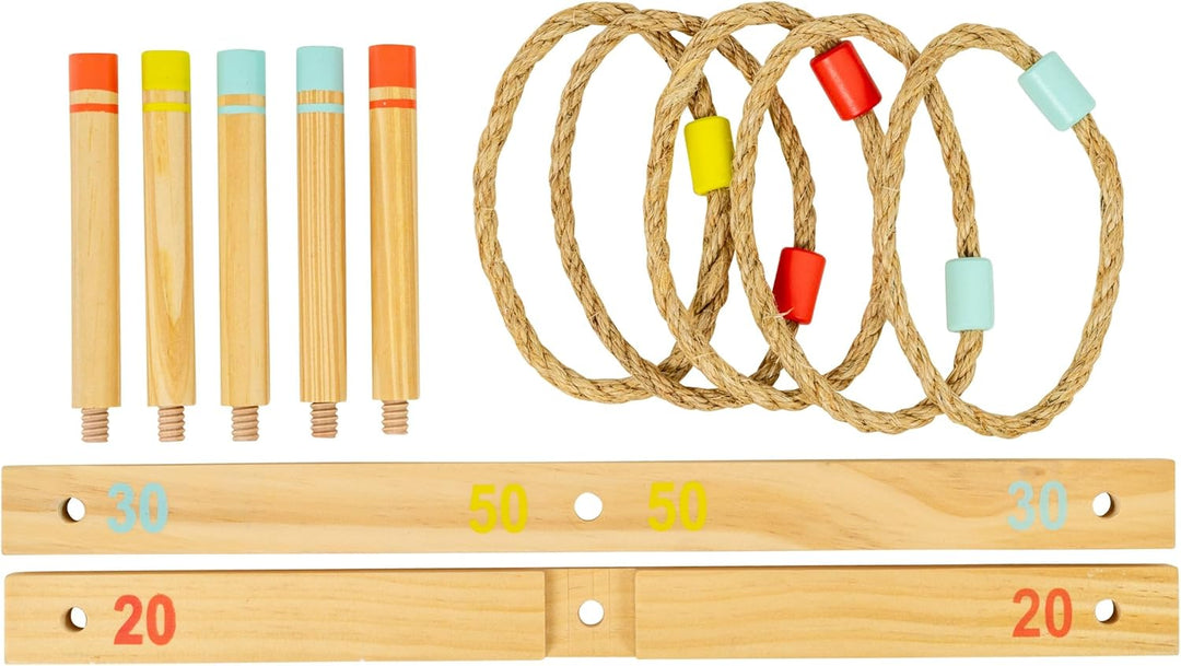 TP Toys Wooden Ring Toss Game FSC Outdoor Fairground Game for Kids Ages 3+ Fun 2-4+ Player Classic R