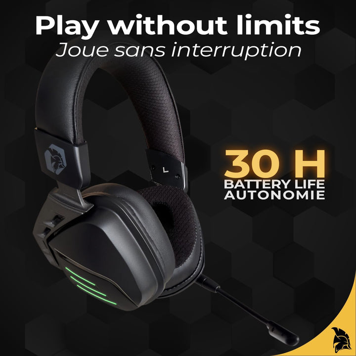 EMPIRE GAMING - EH20 Gaming-Headset kabellos, Wireless, WiFi 2,4 GHz, kabelgebunden, mit abnehmbarem