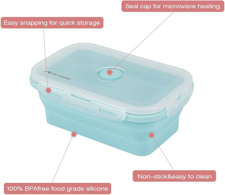Faltbare Frischhalteboxen 4 PCS Faltbare Frischhaltedosen, Platzsparende Lunchbox für Camping Büro S