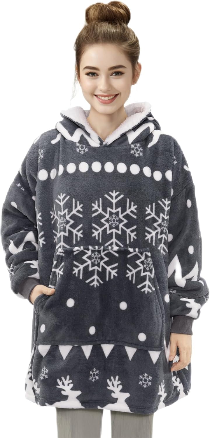 HOMELEVEL Kinder Sherpa Hoodie Pullover - Pulli mit Kapuze für Jungs und Mädchen - Kuschel Sweatshir