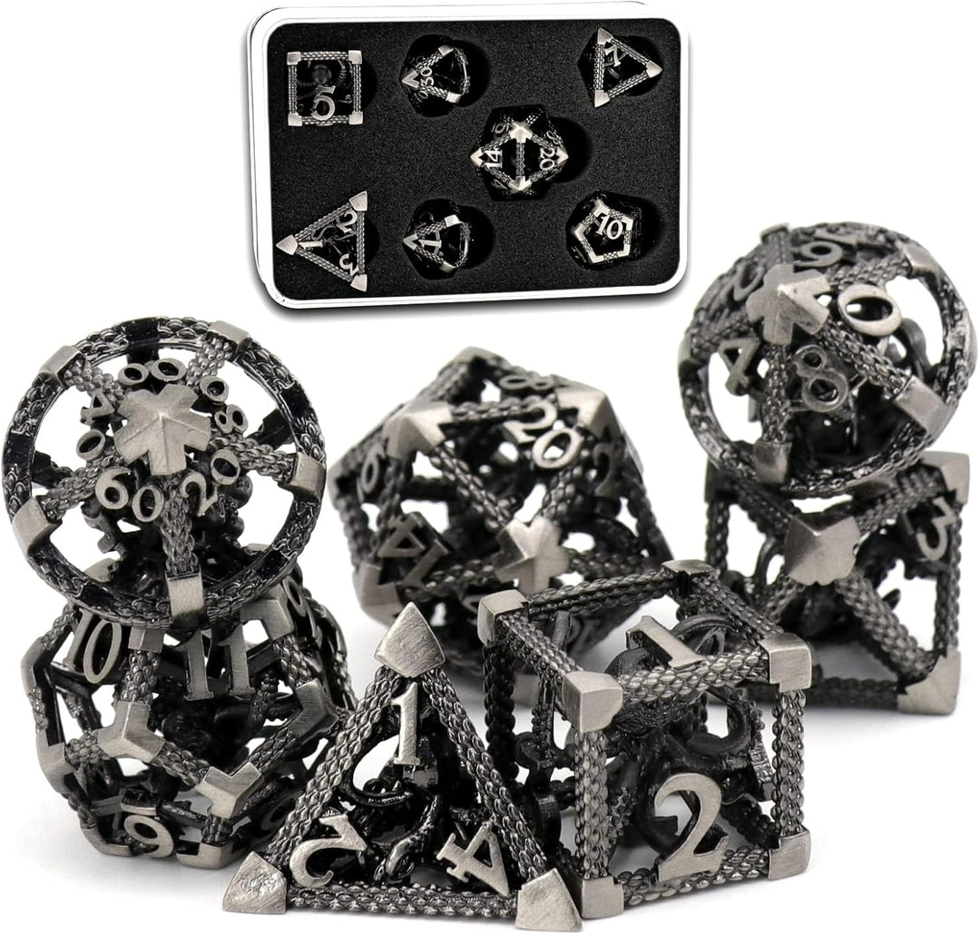 DND Würfelset Rollenspiel, Polyedrische Würfel Set D&amp;D Würfel Set Metall ZHOORQI 7 Stück Der Cthulhu