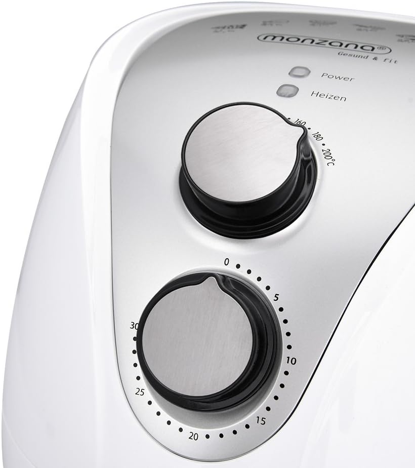 MONZANA® Heissluftfritteuse 3,6L Edelstahl - Air Fryer Mit Antihaftbeschichtung, Timereinstellung, T