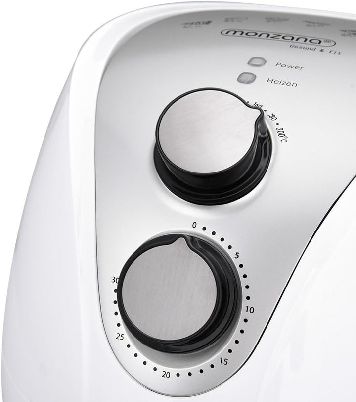 MONZANA® Heissluftfritteuse 3,6L Edelstahl - Air Fryer Mit Antihaftbeschichtung, Timereinstellung, T