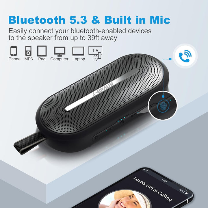 Flex Tragbarer Bluetooth Lautsprecher Outdoor, 25W wasserdichte Musikbox, IP67 Bluetooth Lautspreche