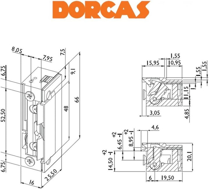 Dorcas Elektrischer Türöffner 10-24V mit Tagesentrieglung E-Öffner 99.2 NDF
