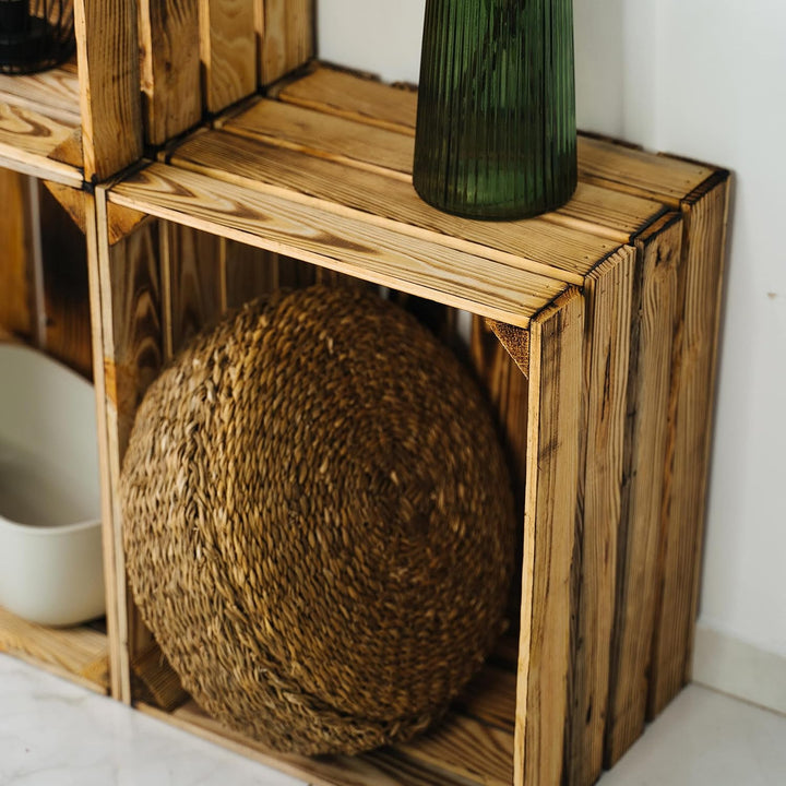 LAUBLUST Vintage Holzkisten 3er Set Geflammt - ca. 50x40x30cm | Weinkisten &amp; Obstkisten | Deko- &amp; Mö
