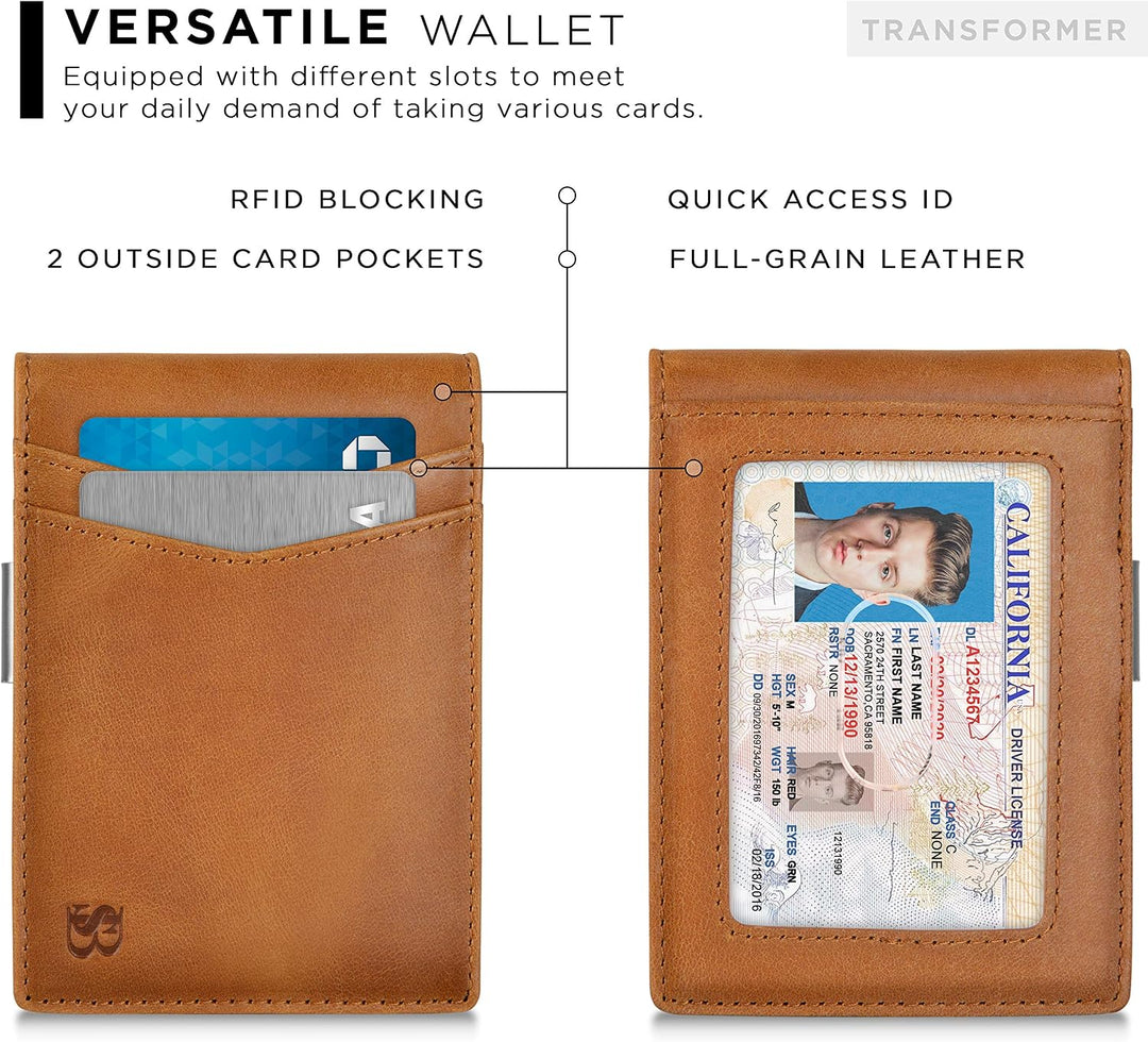 SERMAN Brands börse mit Klammer â€“ Herren-Geldbörsen, schmale Vordertasche, RFID-blockierender Kart