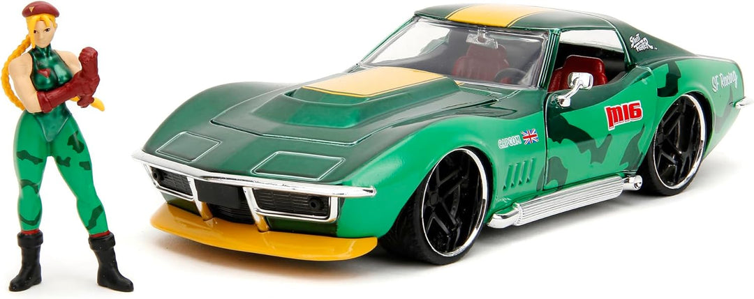 Jada Toys Street Fighter Figur Cammy White mit Modellauto 1969er Chevrolet Corvette Stingray ZL1 - S