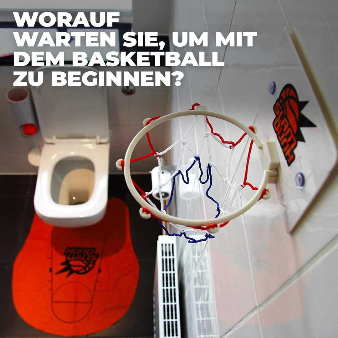 WC-Basketball-Set | Komplettset | Toiletten-/WC-Set | Premium-Qualität | 1 Teppich | 1 Korb mit Saug
