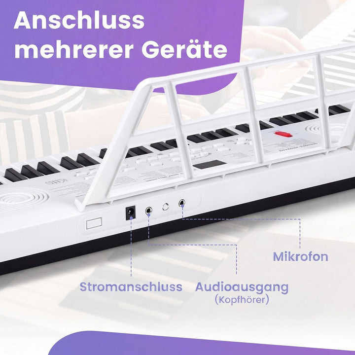 COSTWAY Keyboard Piano 61 Tasten, Digital Piano mit Ständer &amp; Mikrofon &amp; Tragetasche, E-Piano für Ei