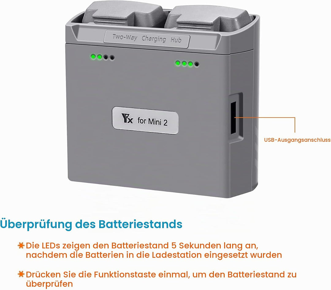 LED Akku Zweiwege Ladestation für DJI Mini 4K/2,Mini SE/2 SE Drohne, Ladegerät Hub Zubehör