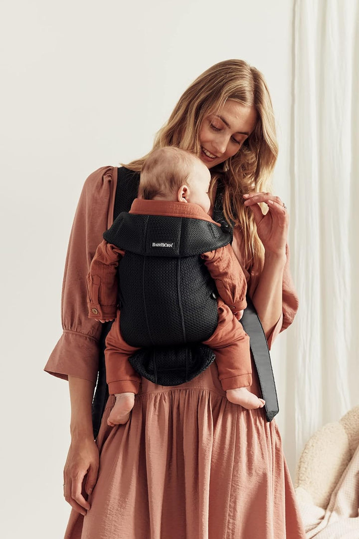 BabyBjörn Babytrage Mini, 3D-Netzstoff, Schwarz Schwarz 3D-Netzstoff, Schwarz 3D-Netzstoff