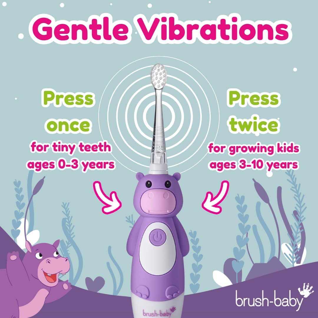 Brush-Baby WildOnes Kinder Elektrische Wiederaufladbare Zahnbürste, 1 Griff, 3 Bürstenköpfe, USB-Lad