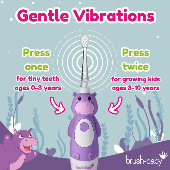 Brush-Baby WildOnes Kinder Elektrische Wiederaufladbare Zahnbürste, 1 Griff, 3 Bürstenköpfe, USB-Lad
