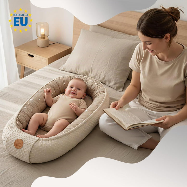 Warmes Nestchen Baby 90x50 cm - Kuschelnest Neugeborene Nestchen Winter/Herbst Kokon Babynest Safari