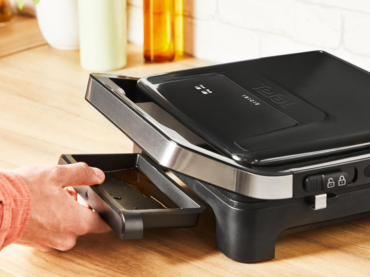 Tefal Inicio Classic 2-in-1 Kontakt- und Paninigrill, 2000 W, kompaktes Design, Edelstahlgehäuse, Sa