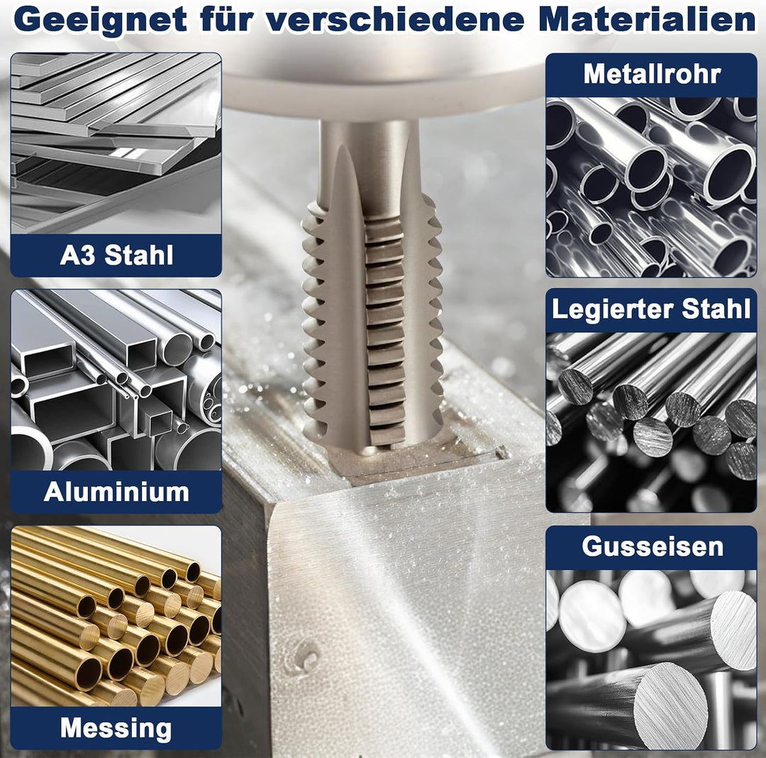 Gewindeschneid M14 x 1.5mm, HSS Gewindebohrer und Schneideisen Set, Rechtsgewinde Feingewinde Schnei