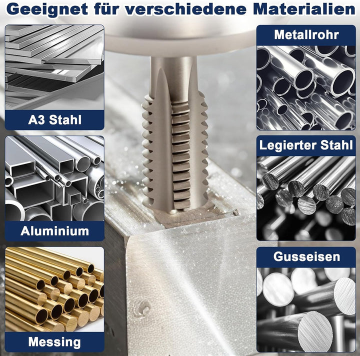 Gewindeschneid M14 x 1.5mm, HSS Gewindebohrer und Schneideisen Set, Rechtsgewinde Feingewinde Schnei