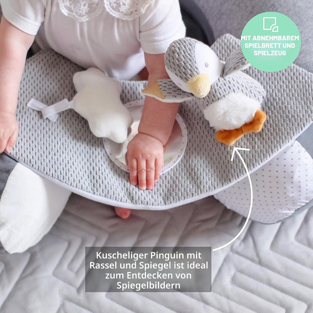 Nuby - Penguin Sit-Me-Up Babysitz - Aufblasbarer Sit & Play Bodensitz mit Tablett und Babyspielzeug