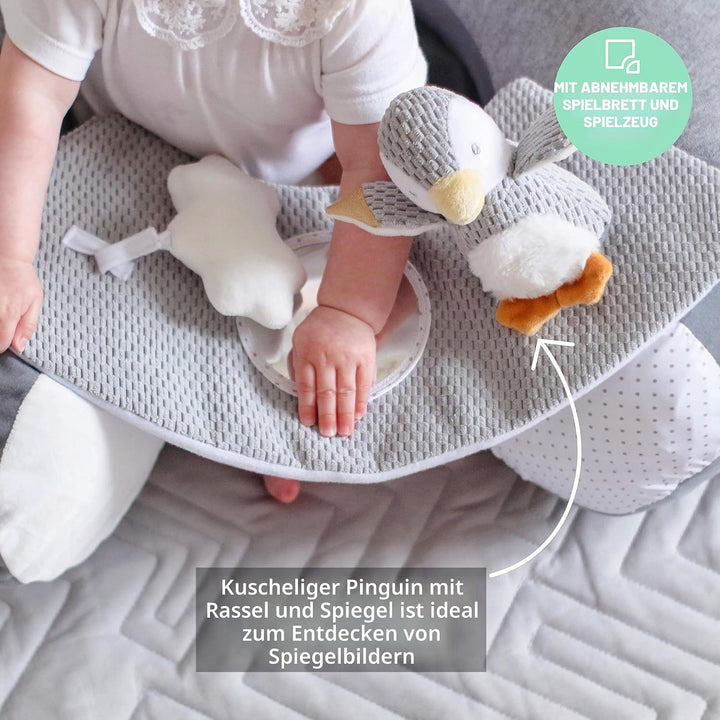 Nuby - Penguin Sit-Me-Up Babysitz - Aufblasbarer Sit & Play Bodensitz mit Tablett und Babyspielzeug