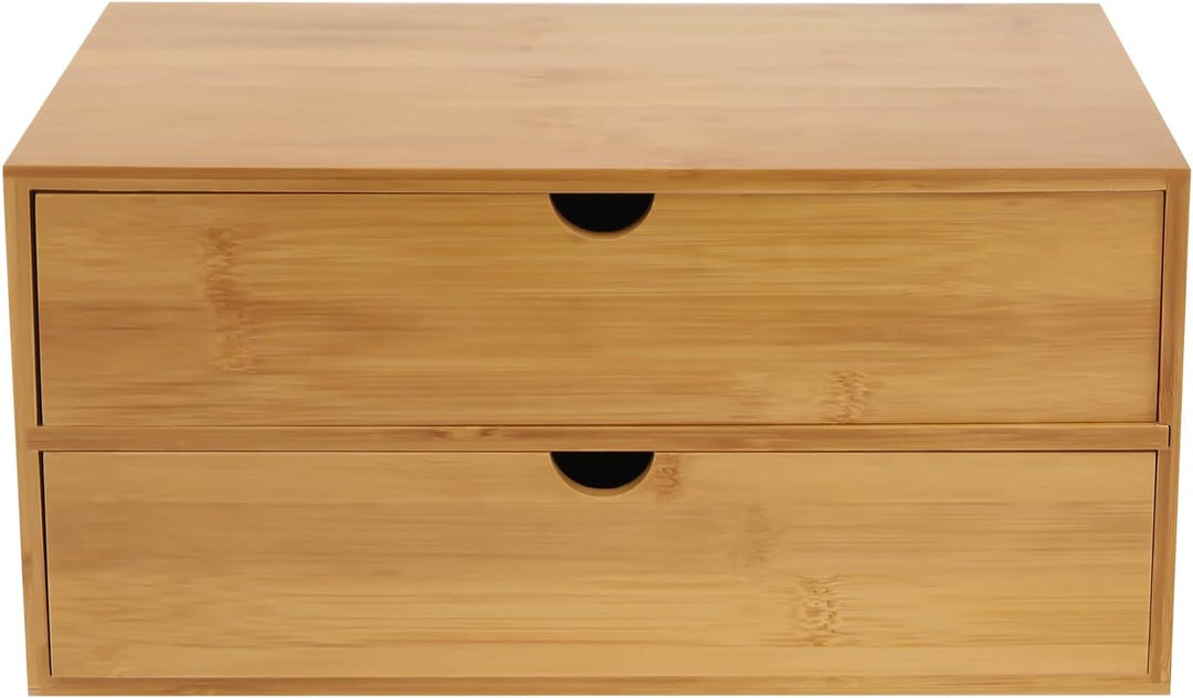 Donened - Schreibtisch-Organizer aus Bambus mit Schubladen, Schubladenbox Bambus, Mini Kommode, Holz