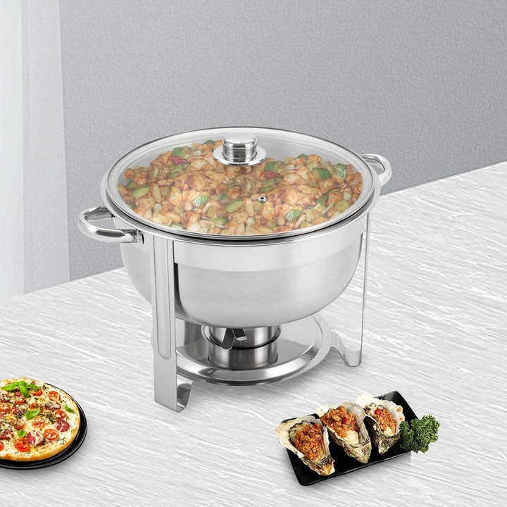 8.5L Chafing Dish Rund, 42cm Edelstahl Warmhaltebehälter, Speisewärmer, Deckel Kann Aufgehängt Werde