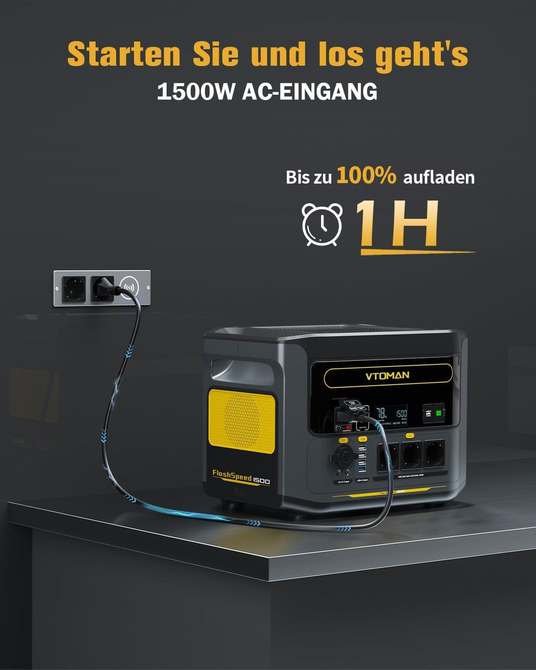VTOMAN FlashSpeed 1500 Tragbare Powerstation 1548Wh - LiFePO4 Batterie Betriebener Solar Generator m