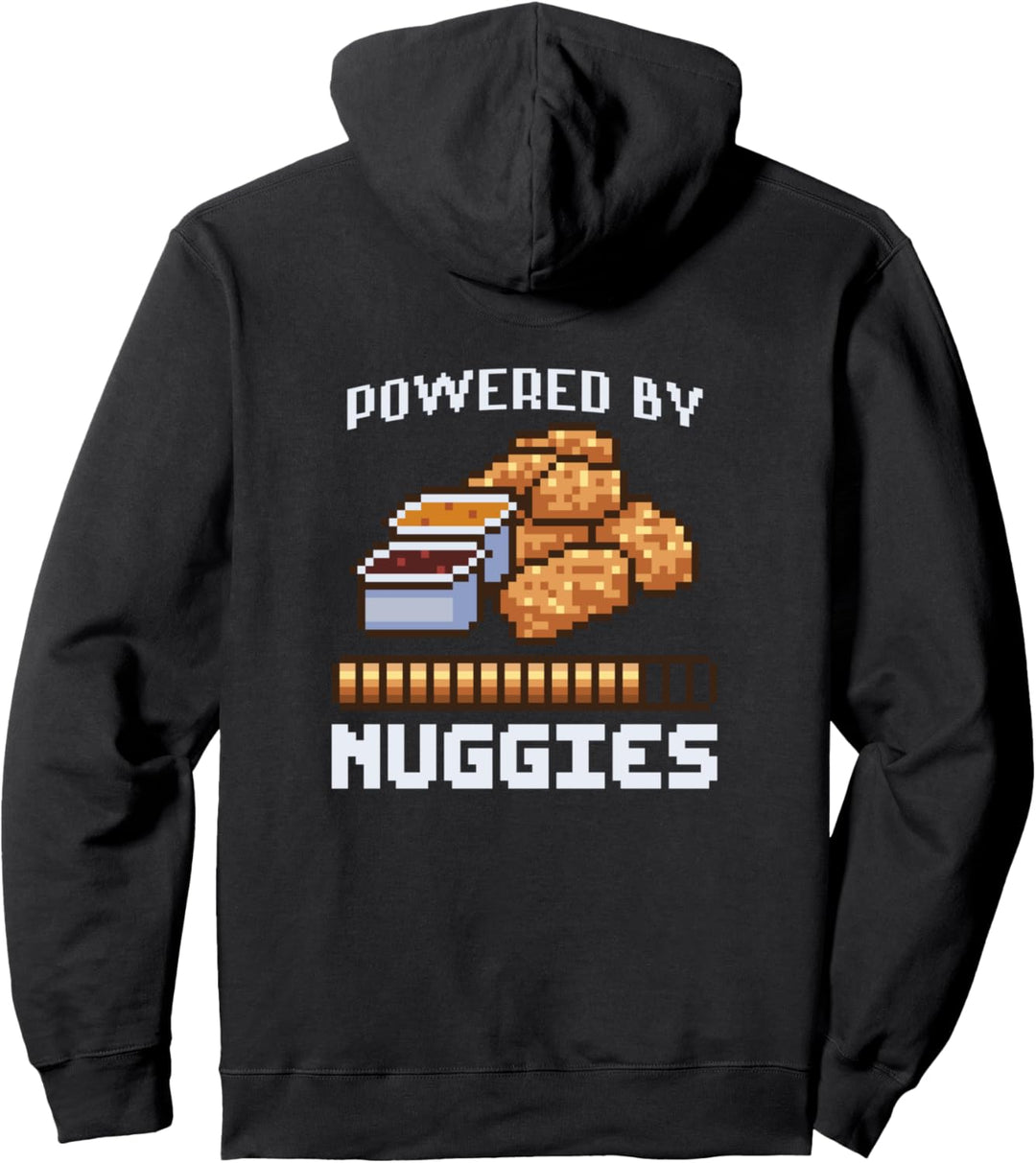 Power By Nuggies Pixalated Art Style Chicken Nugget Pullover Hoodie