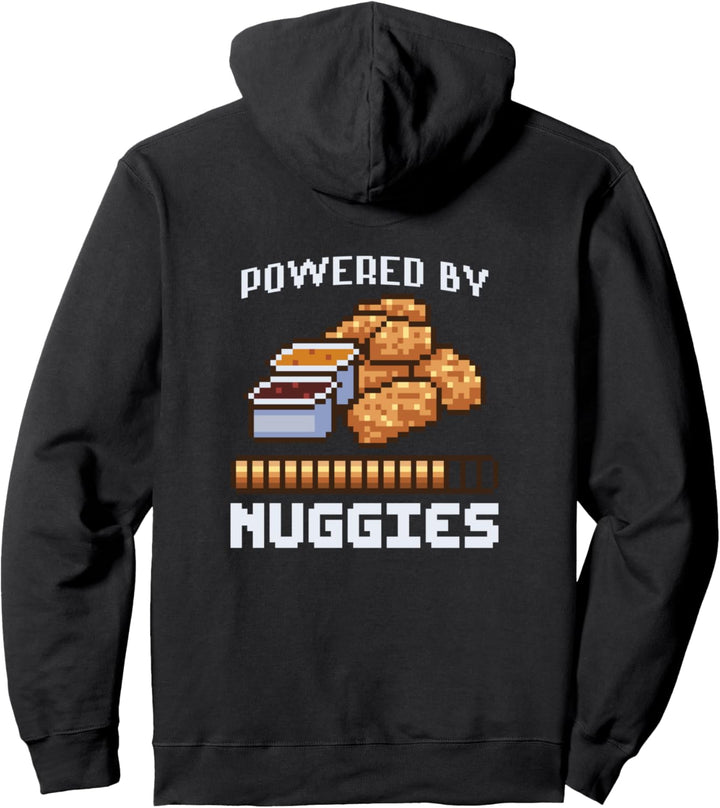 Power By Nuggies Pixalated Art Style Chicken Nugget Pullover Hoodie