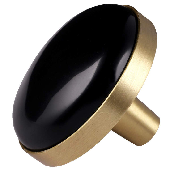 mookaitedecor Satz von 4 Obsidian Runde Schublade Knopf 37mm Kristall Stein Kabinett Knopf zieht Gri