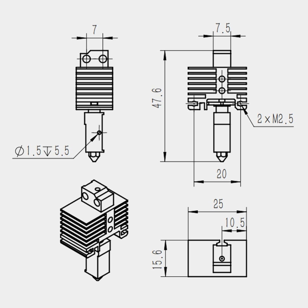 IdeaFormer Neues Upgrade Hotend aus Ganzmetall für Bambulab, Hochtemperatur Extruder Hotend mit Sili