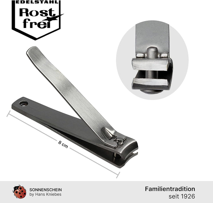 Sonnenschein by Hans Kniebes - Maniküre Set 2-teilig - Nagelknipser und Nagelfeile - Kompaktes Etui