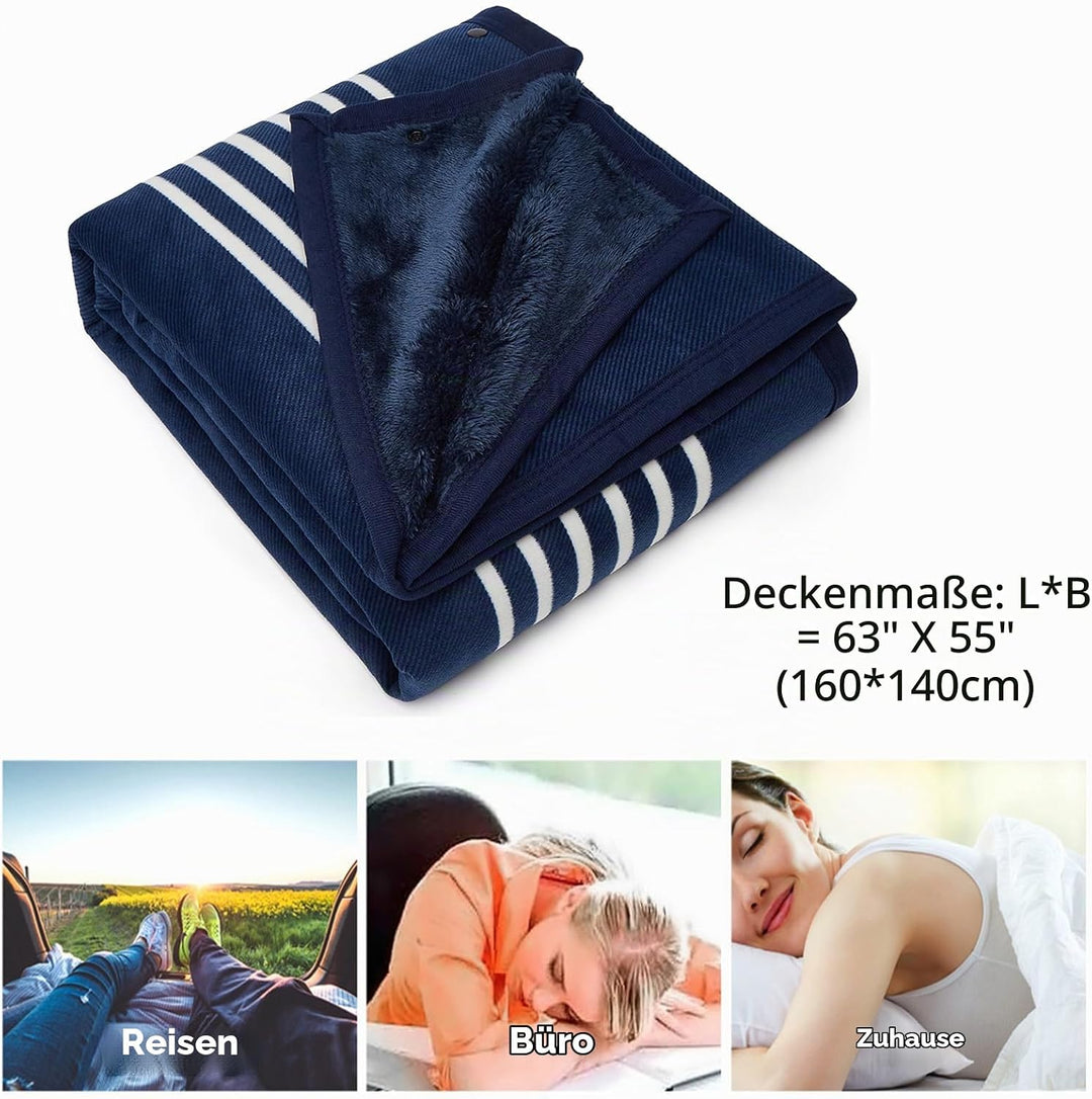 SIVENKE Damen Poncho Fleece Tragbare Decke, Karierte Schossdecke Bequemer Poncho Plüschdecken Überwu