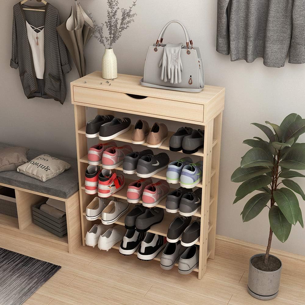 sogesfurniture Holz Schuhregal 5 Ebenen Schuhschrank Schuhablage Standregal Schuhständer für 20 Paar