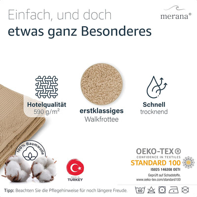 Merana Rome Handtuch Set | saugstark, weich und fusselfrei | Frottier Luxus Qualität | 100% Baumwoll