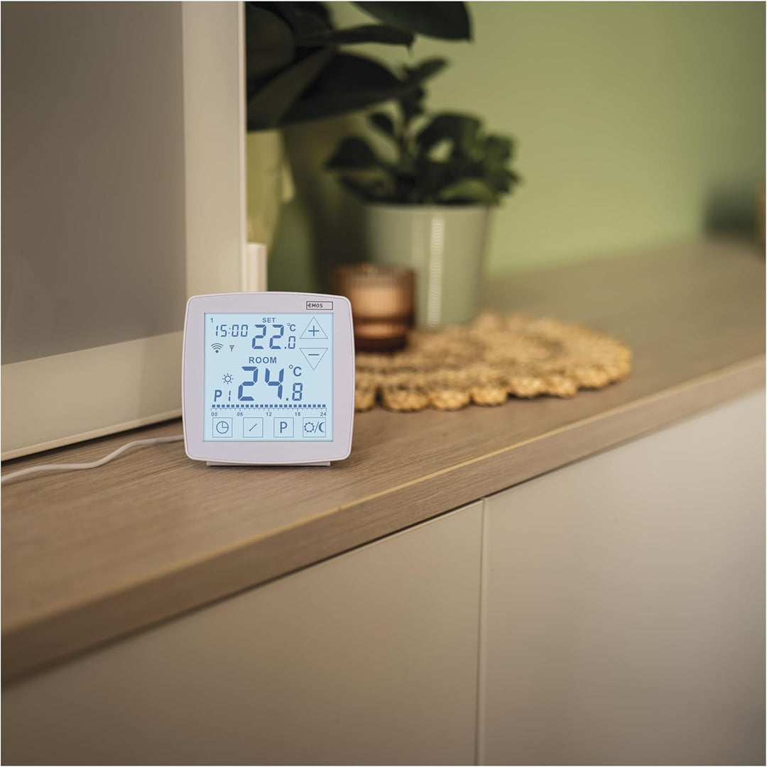 EMOS GoSmart - Smart Home Raumthermostat mit App - WiFi - Open Therm Thermostat - tragbare Steuerein