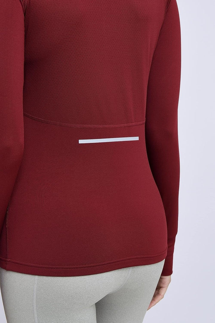 TCA Damen Winter Running Langarm Laufshirt mit Brustreissverschluss Cabernet XS, Cabernet XS