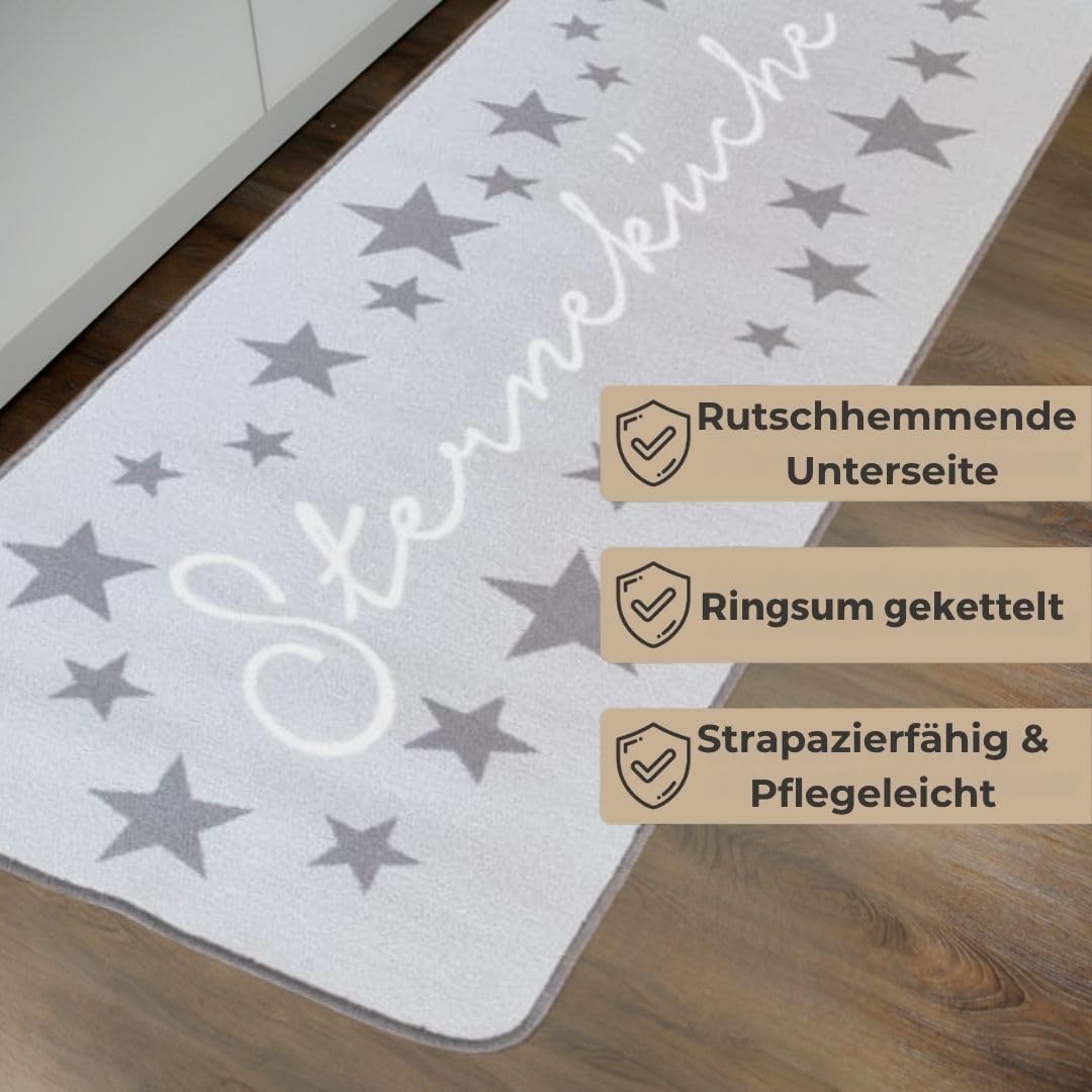 Topanbieter999 TOPANBIETER 999 Küchenläufer Sterneküche hellgrau 180 x 67 cm