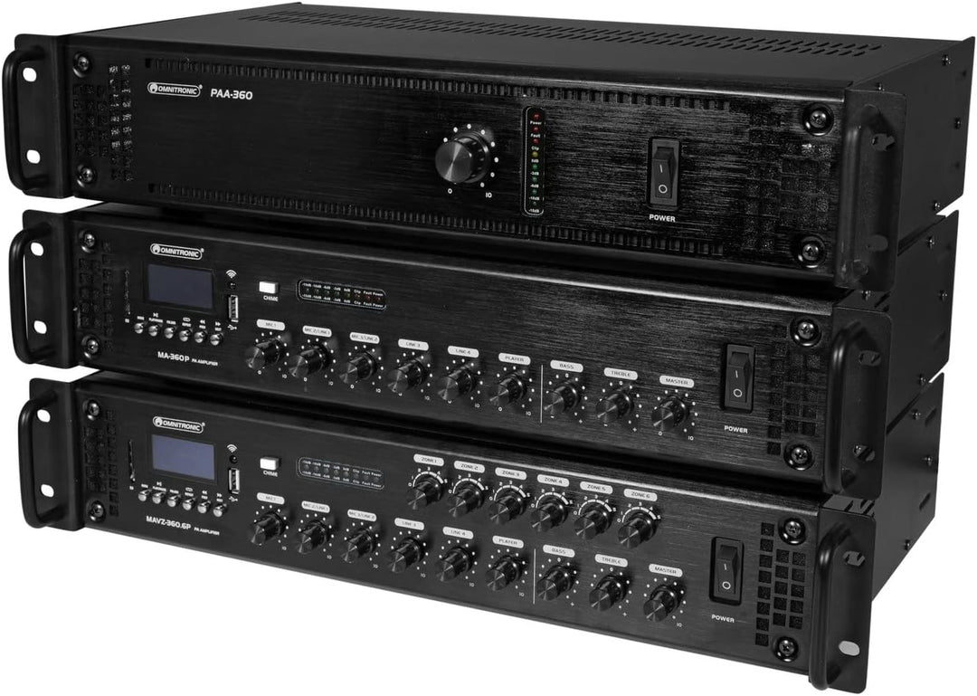 OMNITRONIC MAVZ-360.6P ELA-Mischverstärker | 6-Zonen-ELA-Mono-Mischverstärker, MP3-Player &amp; IR-FB, Z