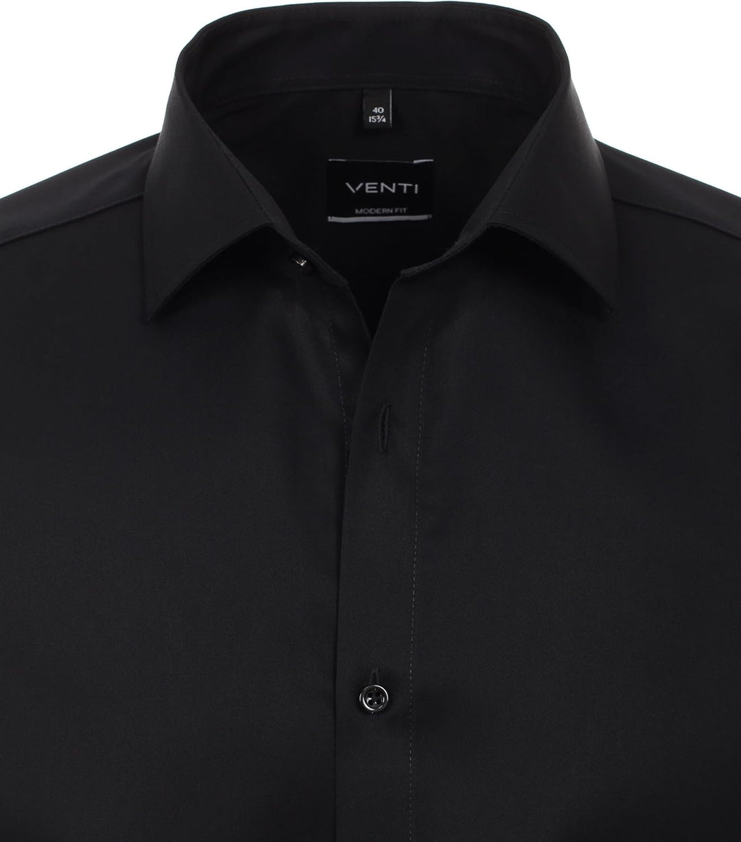 Venti Herren Twill Hemd unifarben extra Langer Arm 72cm Modern Fit 39 Extra Tall Schwarz, 39 Extra T