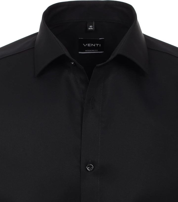 Venti Herren Twill Hemd unifarben extra Langer Arm 72cm Modern Fit 39 Extra Tall Schwarz, 39 Extra T